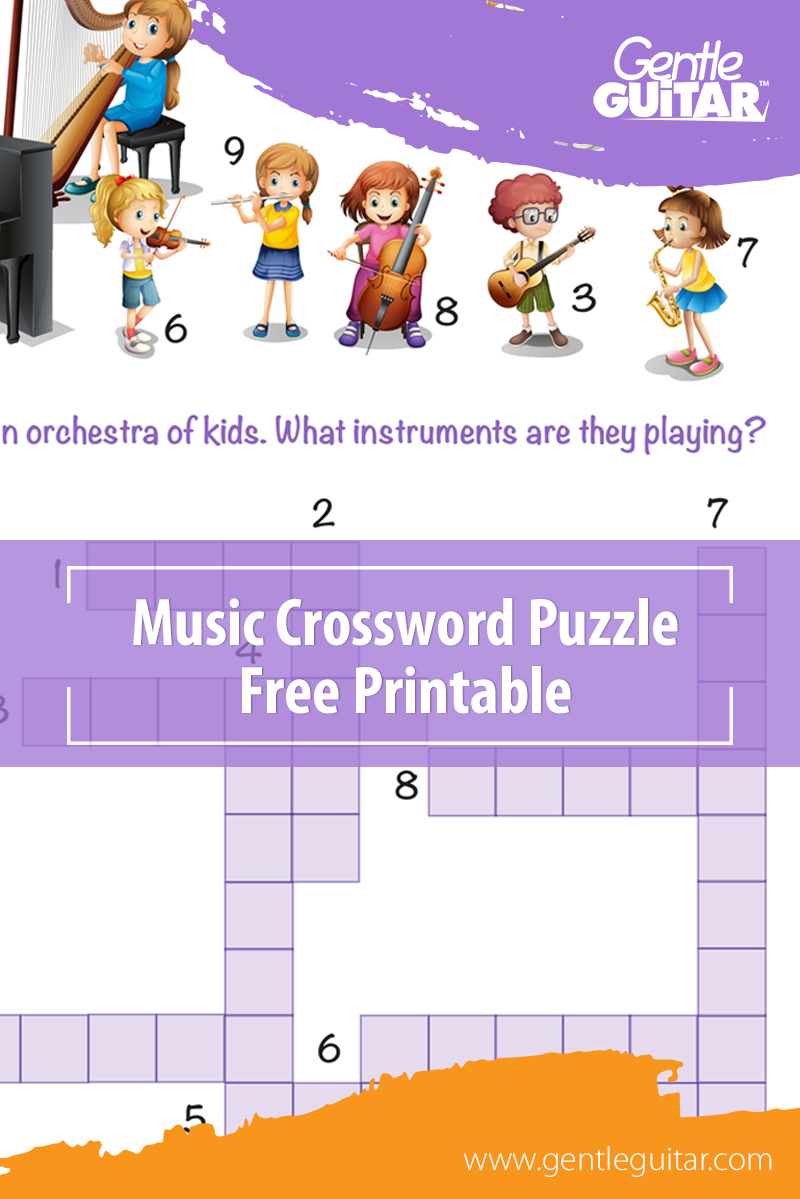 Music Crossword Puzzles Printable Orchestra Kids Gentle Guitar™